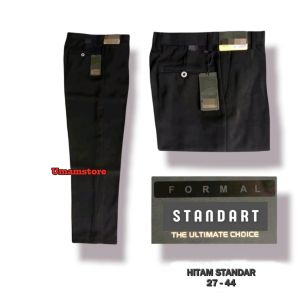 Best Seller Celana Bahan Pria Panjang Formal Standar Size Twis Reguler Hitam Polos ( COD )