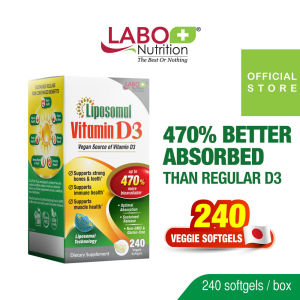 LABO Nutrition Liposomal Vitamin D3 1000IU for Strong Bones Teeth Muscle & Immune Health • First Vegan Sourced Vitamin D Supplement • Made in Japan • 240 vegetarian softgels [EXP 02/2027]