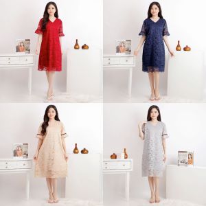 (REALPICT) DRESS Pesta Kondangan & Dress Gereja Brukat Jumbo Bigsize ISUKA