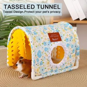FWFHTP Mùa hè Lều hầm Tassel Tam giác Không đáy Lều trú ẩn cho thú cưng Phim hoạt hình Thỏ/Chuột Lang/Chuột Guinea Lồng nuôi thú nhỏ Đồ trang trí tổ ấm cho thú cưng nhỏ