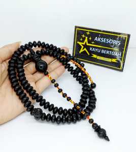 tasbih kayu galih kelor hitam butiran pipih terbaik