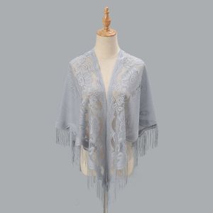 MECOME Elegant Tulle Shawl Wrap Wedding Accessories Wedding Bridal Shawl Women Shawl With Tassel Evening Prom Cape