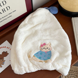 ลูกแมวน่ารักหมวกคลุมผม ผ้าไมโครไฟเบอร์ แบบแห้งเร็ว ลายการ์ตูนน่ารัก สําหรับอาบน้ํา จํานวน 1 ชิ้นผ้าขนแกะปะการัง