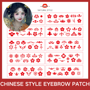 NATURAL STYLE Ancient Style Hanfu Flower Patch Eyebrow Stickers Children and Adults Tattoo Stickers Girls Forehead Stickers Waterproof Ancient Costume Disposable Tattoo Stickers