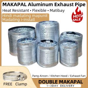 Aluminum Foil Exhaust Pipe 3–5M Makapal Heat Resistant Vent Duct for Kitchen Hood & Aircon