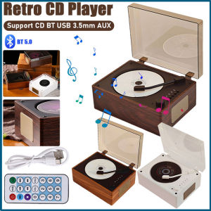 【SG Stock】High Quality Retro CD Player Portable 3.5mm AUX Home Music Player Bluetooth 5.0 Speakers Birthday Presents Home Decor