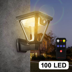 LED Solar Garden Light Outdoor Solar Lamp With Remote control 2 Install Ways Wall Lamp with Motion Sensor IP65 Waterproof Solar Powered Sunlight Spotlights for Garden Decoration