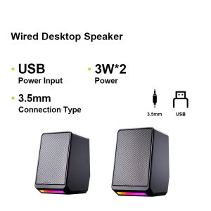 TS38 Audio Desktop Speaker Wired 3D Stereo Sound Surround Loudspeaker with RGB LED Light 音响