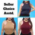Bea Racer Croptop Sando – Plus Size, Cotton Spandex, Comfy Fit (L-2XL). 