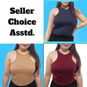 Bea Racer Crop Top Sando – Plus Size Cotton Spandex Stretchable Fit L-2XL
