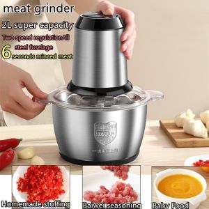 Stainless Steel Electric Meat Mincer Food Processor Electric Meat Grinder Household Food Chopper iRhea