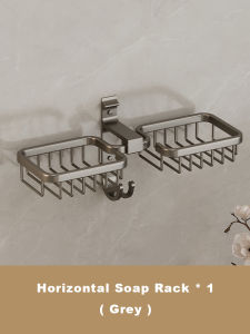 JustLiving Bath Double Aluminum Soap Rack Punch Free No Drill Bathroom Wall-Mounted Shelf Metal Holder Organizer Bathroom Soap Box Shelf