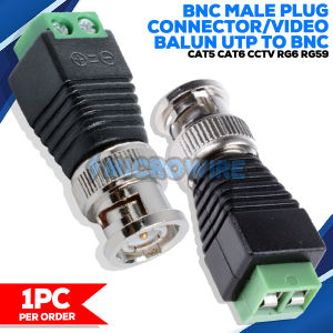 MW (Upgraded Version) BNC Male Plug Connector / Video Balun UTP to BNC Cat5 Cat6 Cctv Rg6 Rg59
