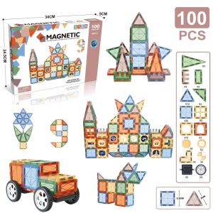 Magnetic Building Blocks Kids Magnetic Tiles Set with Portable Case Early Educational Toys for Kids