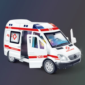 Aoduoyaya Pull Back Ambulance Police Car Toy with Sound Lights Open Doors Educational Rescue Vehicle Kids Gift