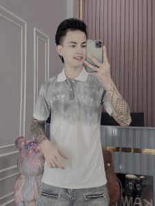 Áo thun nam có cổ tay ngắn cotton in LOGO viền vai vải dày đẹp co dãn 4 chiều form chuẩn mẫu mới cao cấp  ken_store-1999