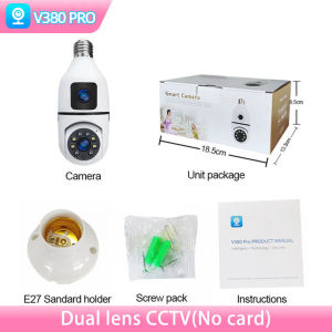 V380 PRO Bulb CCTV Camera Dual Lens Outdoor HD Waterproof Surveillance Two-Way Audio Night Vision IP Security Cameras
