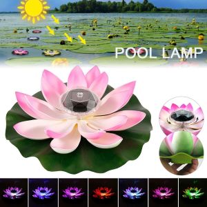 HPVDBP Waterproof Solar Lotus Lamp Automatic Sensing Smart Switch Lotus Artificial Lotus Lamp Garden Decor 28cm Lotus Wishing Lamp Outdoor
