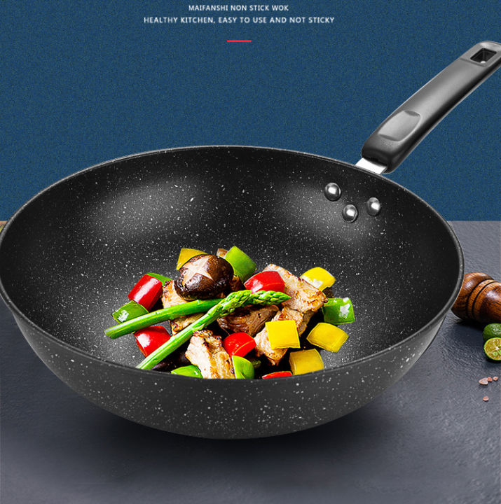 HOME Non-stick Wok 30/32/34cm Made from High Quality Carbon Steel ...