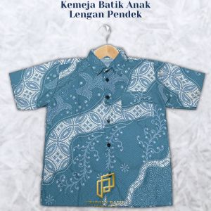 BAJU BATIK ANAK LAKI - LAKI MOTIF TULIS BIRU - BATIK ANAK 2 - 12TAHUN