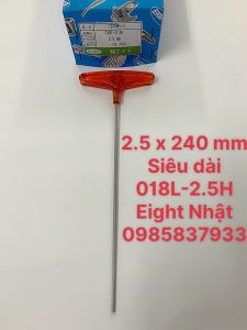 [Freeship +quà tặng 19k] Tay vặn lục giác chữ T 2.5 mm siêu dài 240 mm 018L-2.5H Eight Nhật dùng cho ốc chìm sâu tại Máy NTT