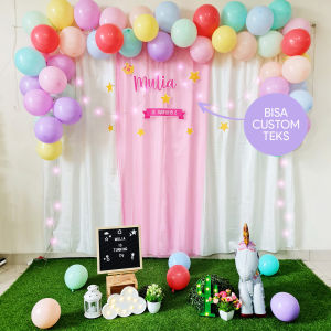 Dekorasi Backdrop Ulang Tahun Tema Pastel Macaron