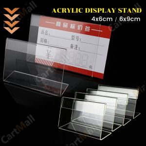 Acrylic Transparent Display Stand Sign Label Frame Price Tag Business Card Holders 4*6cm 6*9cm