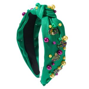 TKNUS Bead Inlaid Rhinestone Knot Hairband Hand Sewn Creative Carnival Party Hairband Personalized Pattern Knotting Knotted Hair Bands Hair Accessories