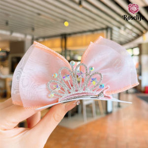 👑กิ๊บติดผม ผ้าไหมแก้ว รูปมงกุฎ ประดับโบว์ สไตล์เกาหลี สําหรับเด็ก กิ๊บติดผม รูปมงกุฎ ประดับโบว์น่ารัก พร้อมส่งจากไทย🎀