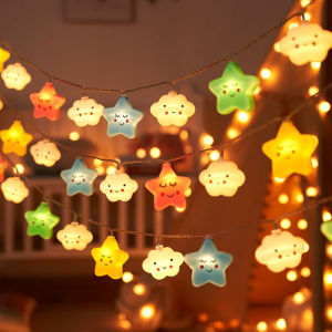 LED Star Cloud Rainbow String Lights Waterproof Atmosphere Light Camping Party Kids Room Decor Lamp