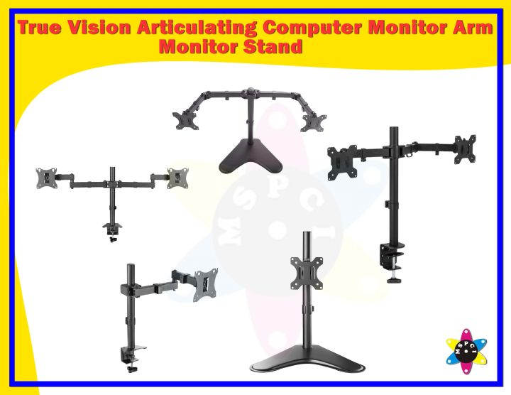 True Vision Dual / Single Articulating Computer Monitor Arm / Monitor ...