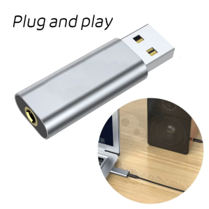USB to 3.5mm Jack Adapter USB to Aux- Adapter External Stereo-Sound USB-A to 3.5mm TRRS for Headphone
