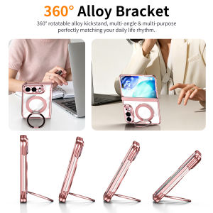 0930[Local Stock] Christmas Halloween for Magsafe 360° Bracket Transparent Case for iPhone Duo New 18DUO 18 Fold Hinge Protection magneticed Cover With Tempered Glass h261009
