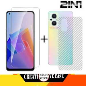 Promo Paket 2 in 1 Tempered Glass Oppo A79 5G 2023 / Oppo Reno 7Z 5G 2022 Anti Gores Layar Bening + Garskin Carbon Transparan