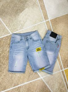 Quần short jean nam XANH thêu rách chất vải jean co giãn dễ vận động đúng form tôn dáng giá tốt