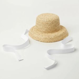 BABYBANG Rounded Children Straw Hat with Windproof Rope Large Brim Toddler Beach Hat Versatile Breathable Sunshade Straw Cap Daily