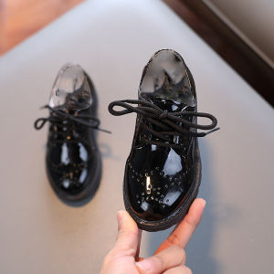 Free Shipping ChildrenS Black Leather Shoes Shiny Leather Shoes For Little Boys ChildrenS Single Shoes Slip-On Shoes Available In Small Medium And Large Sizes