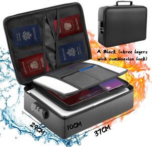 Long 3 Layer Waterproof Fireproof Document Organizer Document Box Bill Storage Money File Organizer