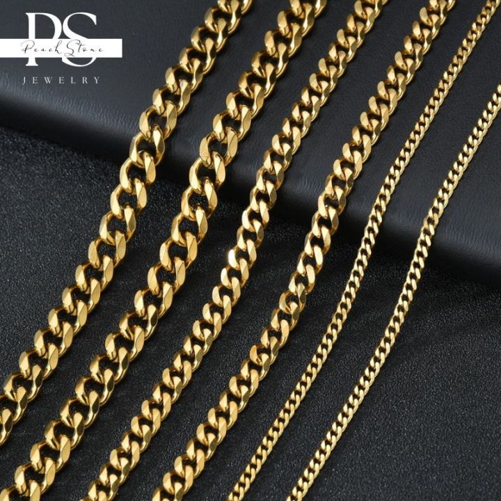 Gold Chunky Cuban Chain Necklace 3/5/7mm Width, Anti-tarnish Stainless ...