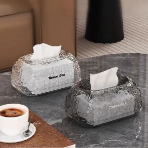 CUNXIN INS Irregular Tissue Box Glacier Wave Sinking Design Clear Paper Holder Creative Wide Mouth Modern Napkin Dispenser Living Room