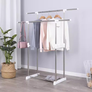 👍Retractable Laundry Clothes Drying Pole Rack Adjustable Towel Clothes Racks Indoor Balcony With Lockable Wheels R4703