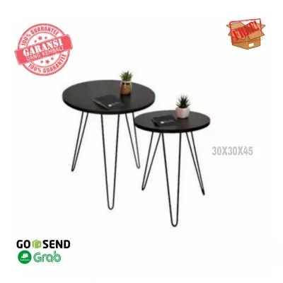 BERGARANSI! Meja Bulat HITAM 30 cm Mini/ Meja Kopi Teras / Cafe Dining Table Coffe Minimalis