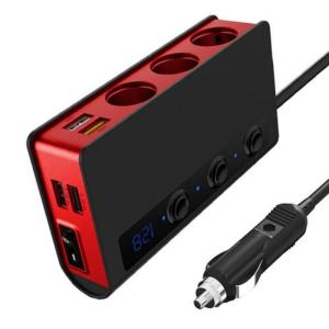 180W Car Charging Adapter Lighter Adapter Splitter Adapter USB with Independent Switches and Voltmeter
