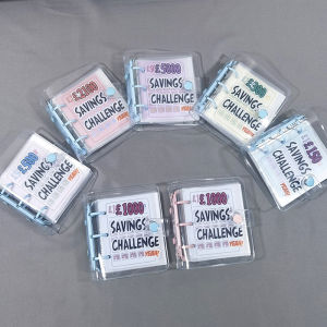 pamelaea Savings Challenge Book Saving £1000 Money Binder Mini Portable Money Book Saving Loose-leaf Notebook Cash Budget Storage Book