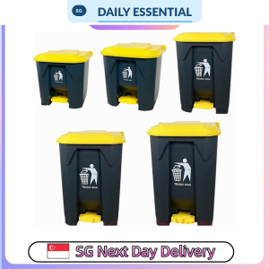 【DAILY ESSENTIAL】 Rectangular Plastic Pedal Dustbin with Lid 20L to 100L