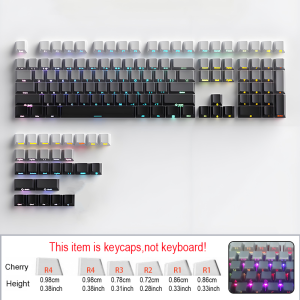Side Printed Keycaps 130+ Keys Cherry Profile Gradient Backlit Keycap Double Shot PBT Material for 61/64/68/84/87/96/98/100/104/108 Mechanical Keyboard