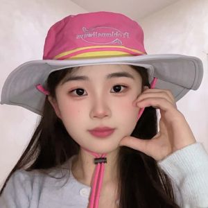 BEAUTYLADIES เชือกกันลม หมวกอัลไพน์แห้งเร็ว แบบพกพาได้ ระบายอากาศได้ระบายอากาศ หมวกกันแดดชาวประมง หมวกคาวบอย โพลีเอสเตอร์ หมวกอ่างฤดูร้อน สำหรับผู้ชาย