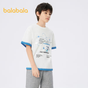 Balabala Childrens Short Sleeved Summer Base Shirt Boys T Shirt Medium Sport Printed Gradient Top Cool