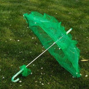 XHLXH Womens Western Style Hollow Out Ruffles Trim Wedding Decoration Craft Embroidery Parasol Lace Bridal Umbrella Lace Floral Umbrella Long Handle Umbrellas