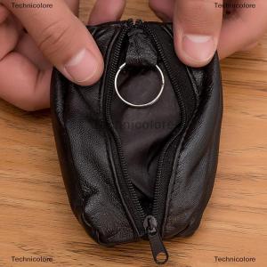 [COD] Technicolore กระเป๋าใส่เหรียญทำจากหนังสำหรับผู้ชายกระเป๋ามีซิปแบบนิ่มกระเป๋าใส่เงินมีห่วงกระเป๋าใส่บัตร